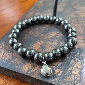 Hematite Bead & Sterling Silver Stretch Bracelet
